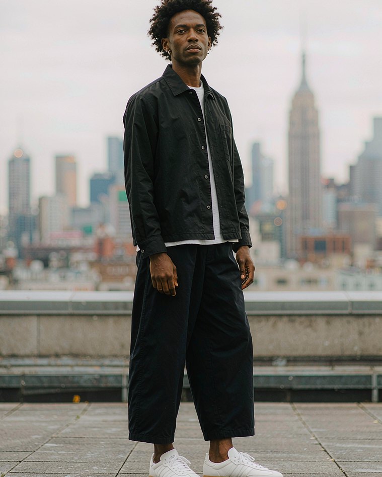 Court Sneaker in White Leather worn by a model