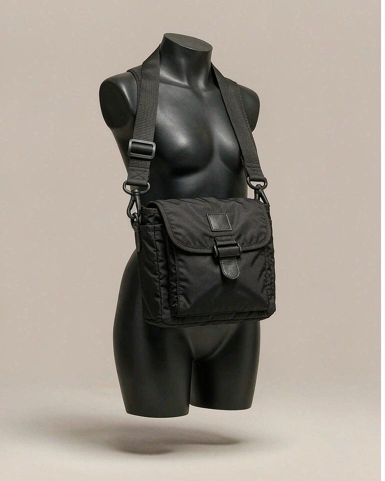 Crossbody Bag in Black Nylon
