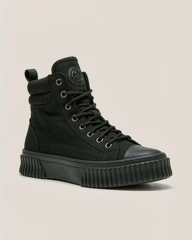High-Top Sneaker in Black Canvas