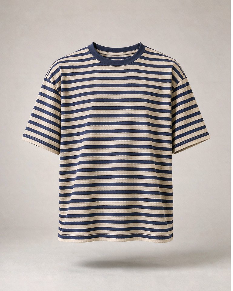 Striped Tee in Navy Ecru Stripe